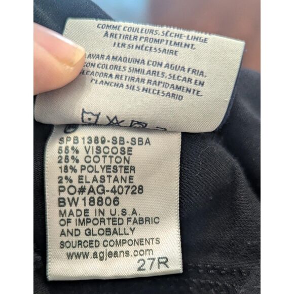 AG Adriano Goldschmied The Prima Black Maternity Ankle Skinny Jeans Size 27R - Picture 4 of 5